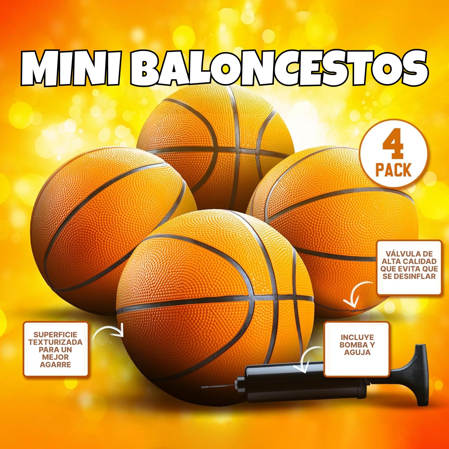 Bedwina Balones de Baloncesto Mini (2 o 4) de Goma 17,8 cm tamaño 3. Mini Canasta para Juegos en Piscina Interior/Exterior cumpleaños para niños
