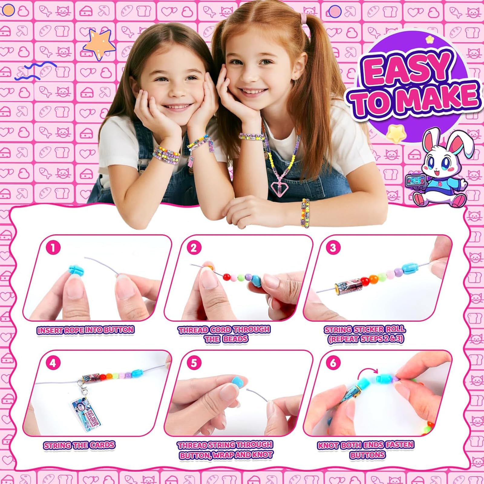 Afufu Sticker Bracelet Making Kit for Age 3+ Girls, 140 Mini Holographic Stickers, 140pcs Stickers - Image 2