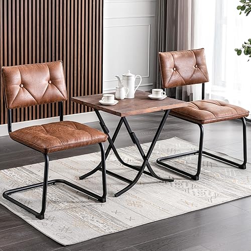 BV Dining Chair Set of 2, Vintage Suede Mid Century Dining Chair, Suede Fabric Chairs with Metal Chrome Legs for Kitchen, Dining Room, Living Room