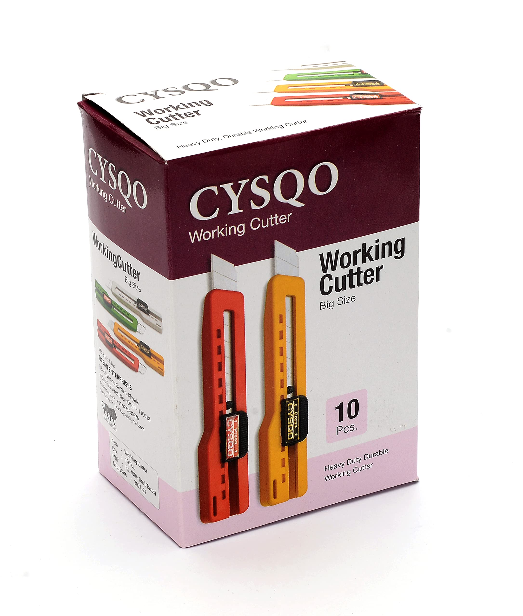 CYSQO Paper Cutter Stationary Item Standard Quality Knife 18mm (10 Pieces/Multi Color) Art Cutting Blade with Lock System_M04 2