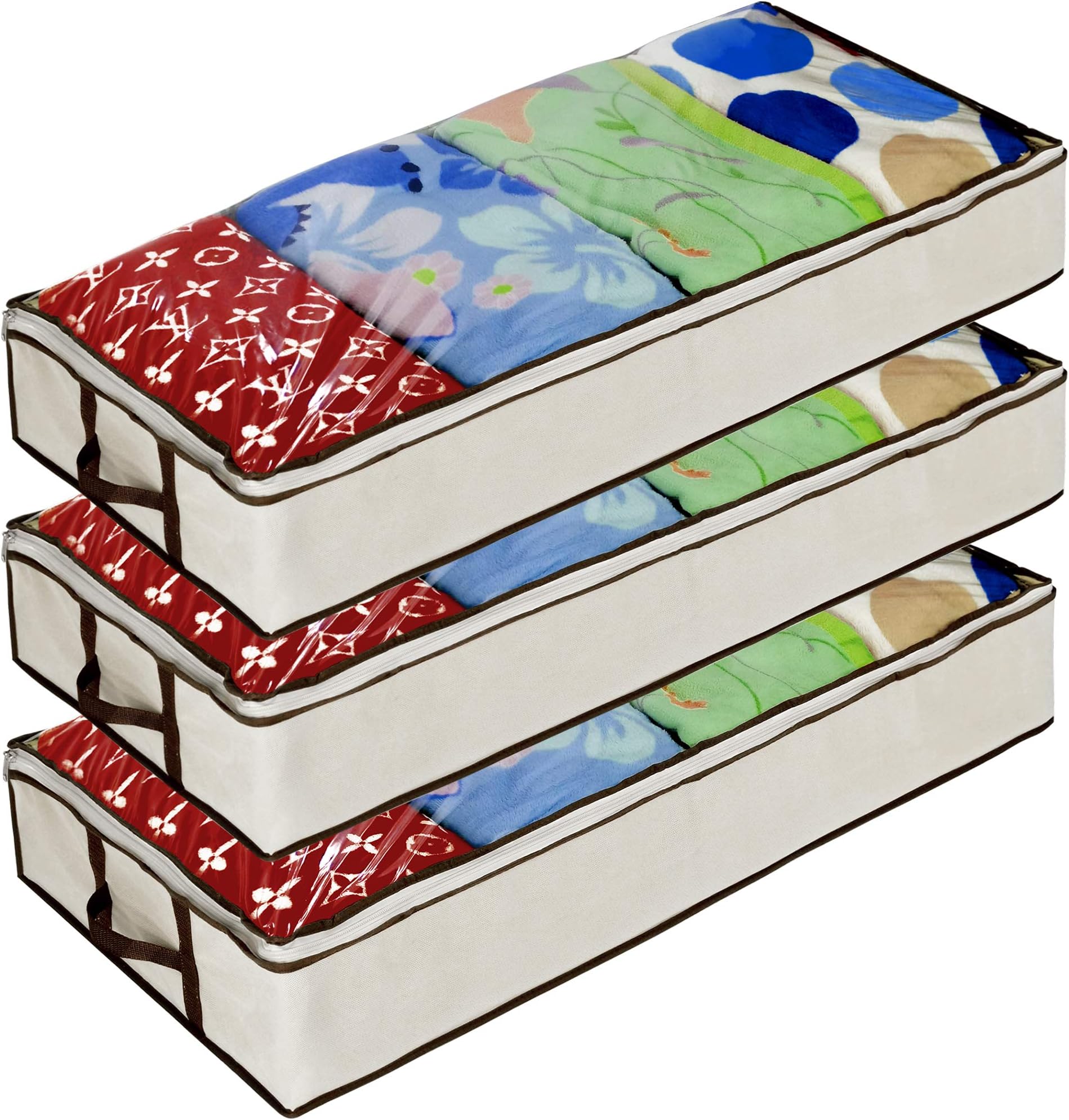 Ziz Home Zippered Under Bed Storage Bag 3 Pack Used for