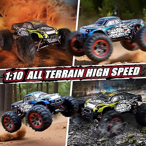 Miniatura 7 de 110 RTR Fast RC Cars, 30 mph Hobby Electric Off-Road Monster Truck, auto RC de alta velocidad impermeable 4WD auto azul con control remoto con dos