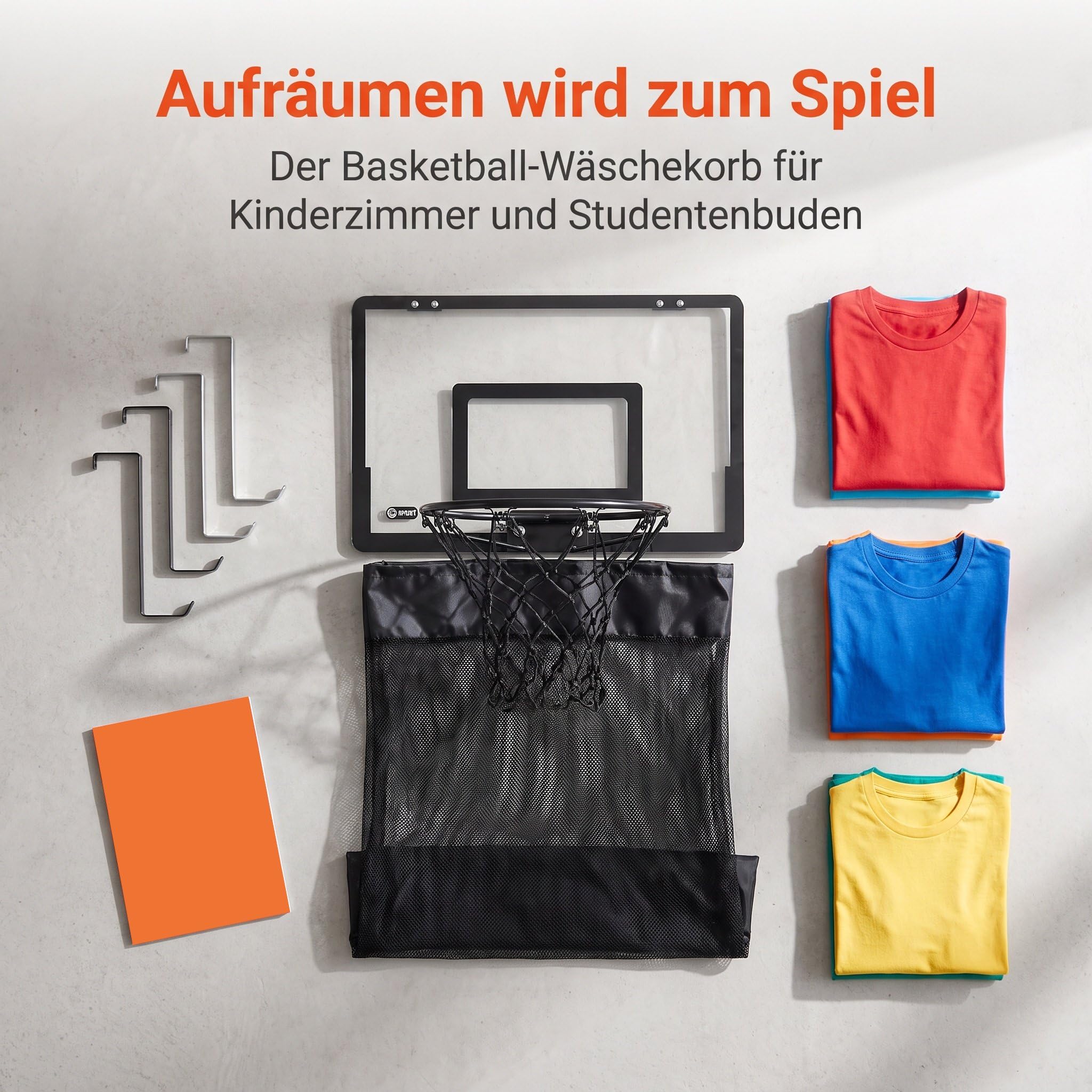 Hängender Wäschekorb, Als Schmutzwäschebeutel Und Basketballkorb | Wäschebehälter zum Aufhängen, Ein Wäschesack Und Türhänger, Reißfestem Stoff mit Haken für Jungen Und Mädchen Im