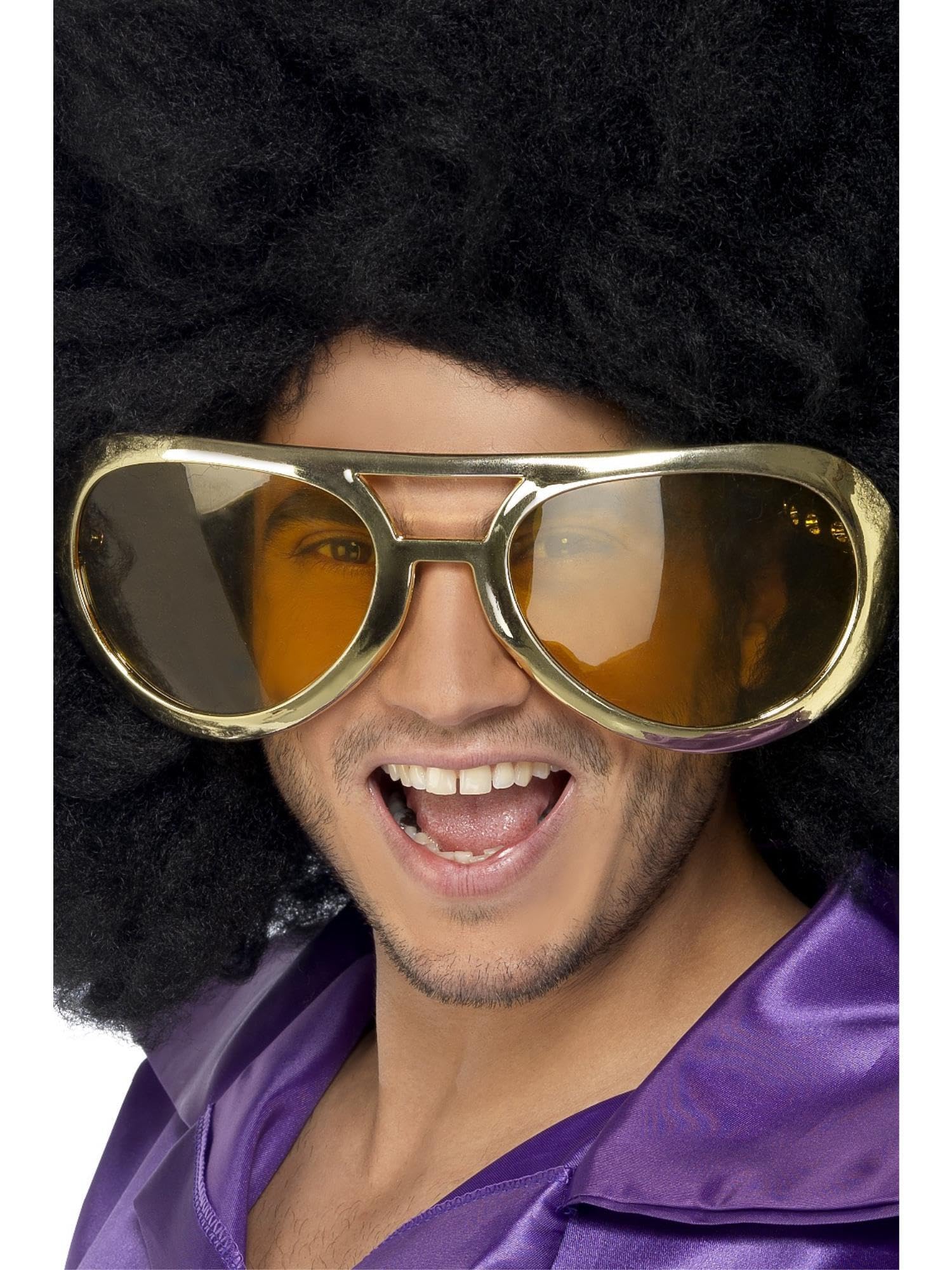 Smiffys Men's Gold Giant Seventies Rock Specs