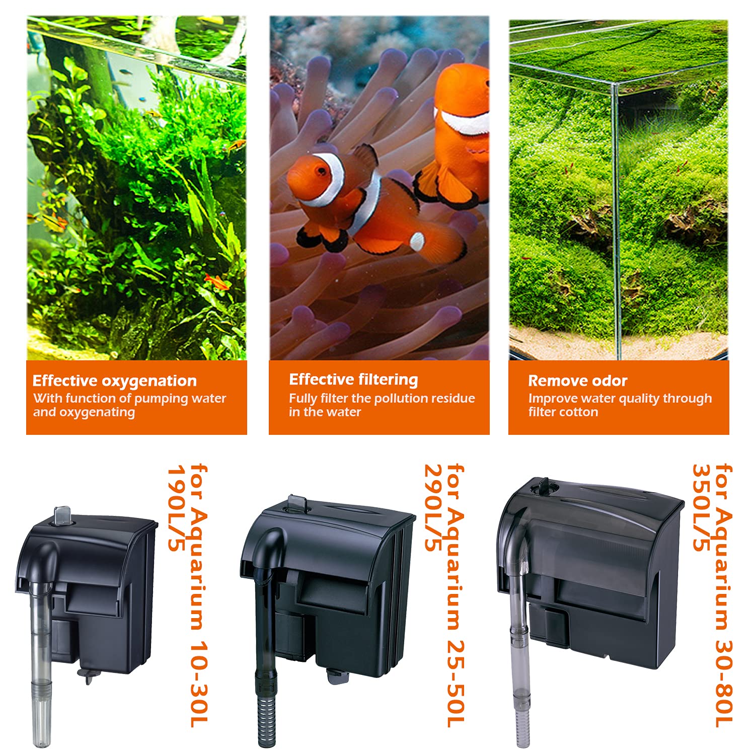 BPS Filtro Professionale per Acquario Filtro Esterno a Zaino per Acquario Risparmio Energetico 3.2W 290L / H BPS-6021A