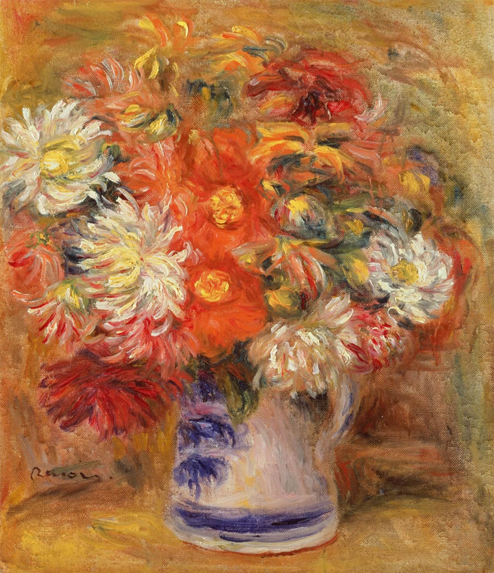 SERENDIPITP Vintage Wall Art Canvas Nordic Poster Canvas Print Picture Flowers in a Vase by Pierre Auguste Renoir Wall Art Poster for Home Decor 60x90cm
