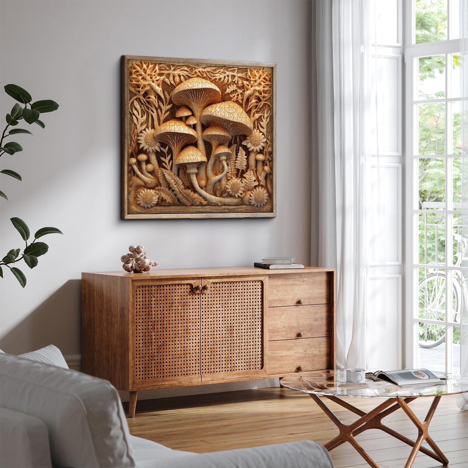 Vintage Mushroom Puzzles for Adults 1000 Pieces, Impossible Nature Fungi Plant Art Puzzle, Challenging Autostereoscopy Forest Jigsaw Puzzle as Mushroom Wall Art
