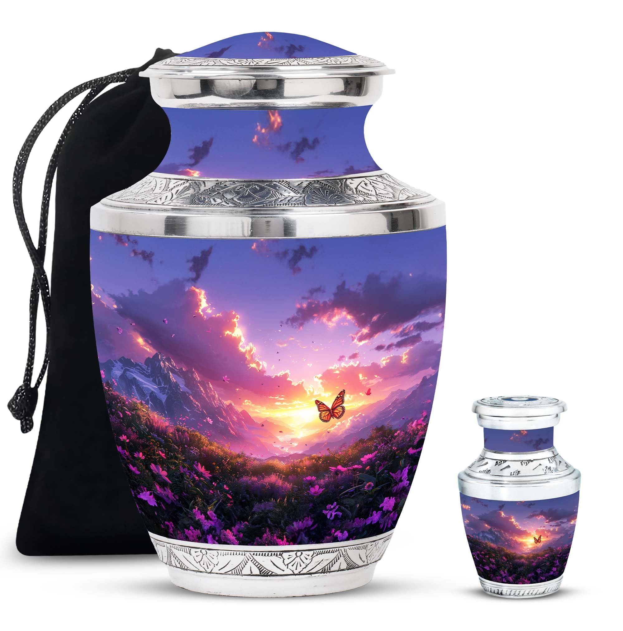 YATHABHISA Sunset Butterfly Mini Urn, Cremation Urn For Ashes Adult Male, Metal Decorative Urns, Unique Keepsake Urn, Funeral Urns For Ashes, Urn For Ashes For Women, Burial Urns For Adult Human Ashes
