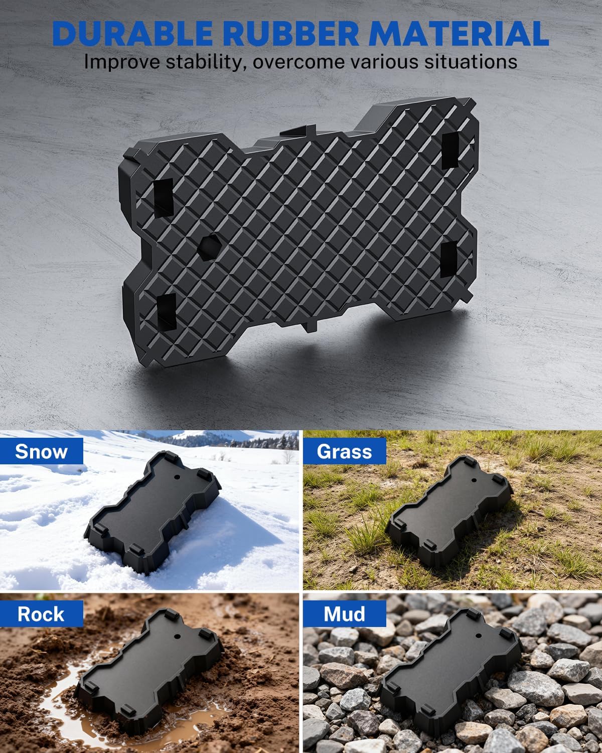 Kohree RV Stabilizer Jack Pads (Pack of 4) – RV Leveling Scissor Jack Block – Quick Installation Protection Foot for Length 8.75"-9.5" Stabilizer Jack, Black