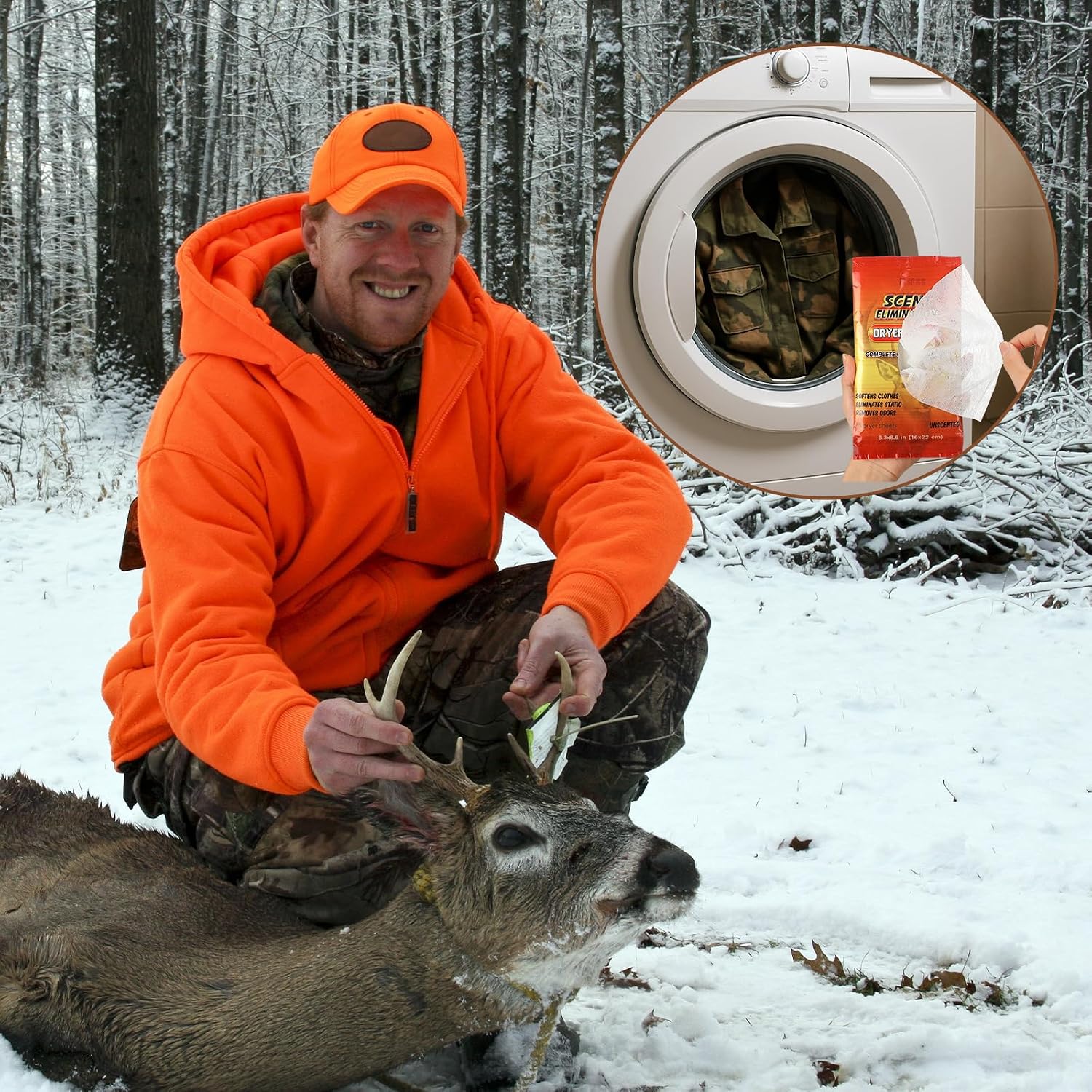 4 Pack 60 Pieces Scent Elimination Dryer Sheets Scent Free Dryer Sheets for Hunting Hunters Fabric Softener for Fabrics Deer Clothes Hunting Accessories