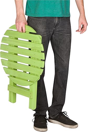 Miniatura 3 de Shine Company Mesa auxiliar redonda plegable de madera maciza, mesa de patio pequeña Adirondack al aire libre, verde lima