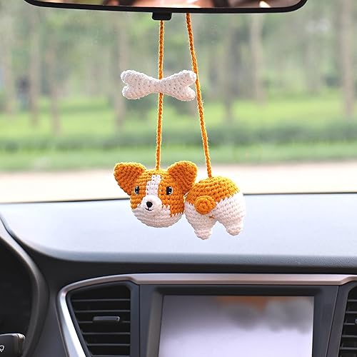 Miniatura 50 de Accesorios de ganchillo para ventana de visión trasera, hecho a mano, colgante para automóvil, utilizable como decoración de la casa