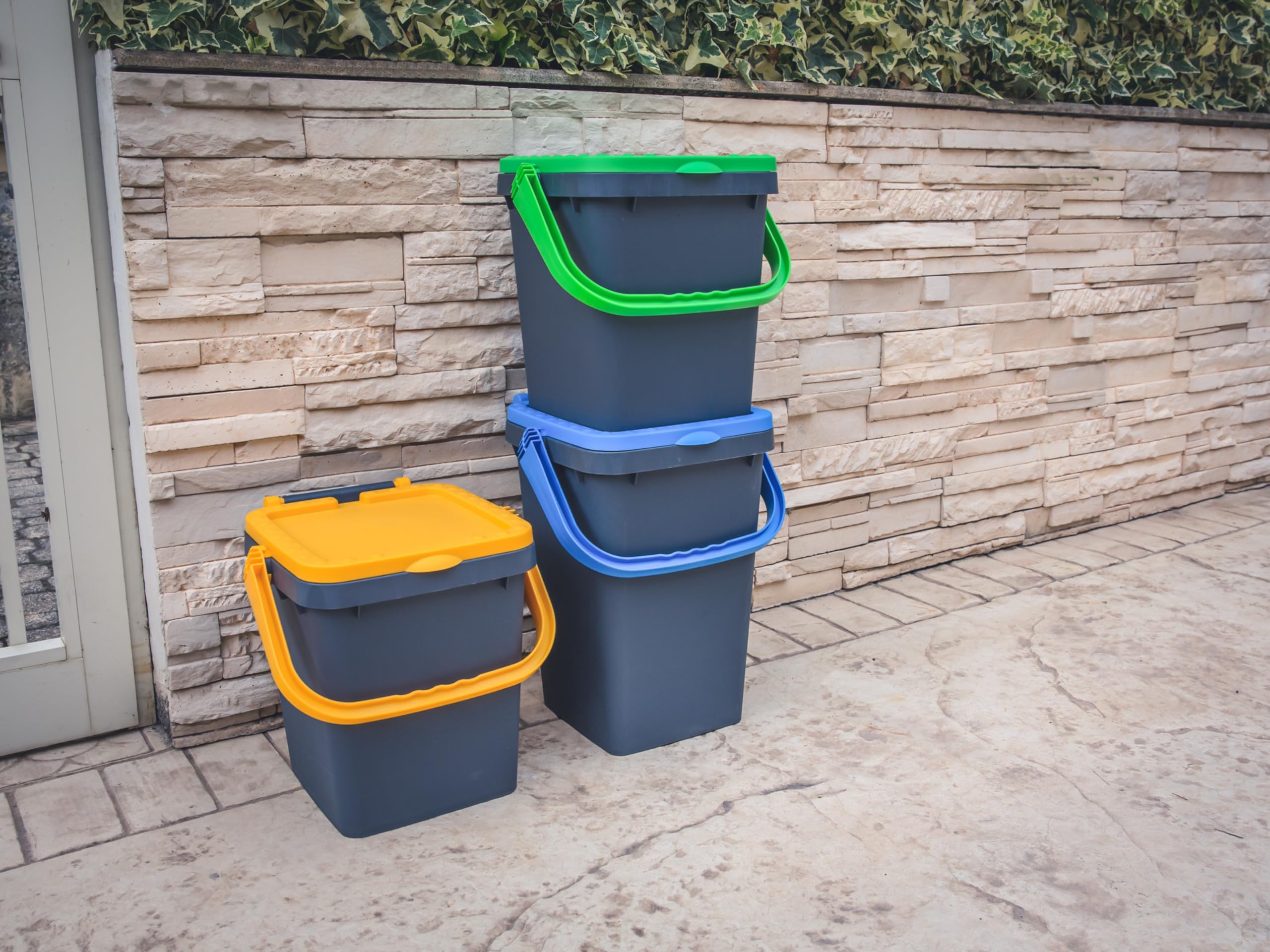 Ecoplast Poubelle collecte différenciée 20 l plastique recyclée vert 34,5 cm