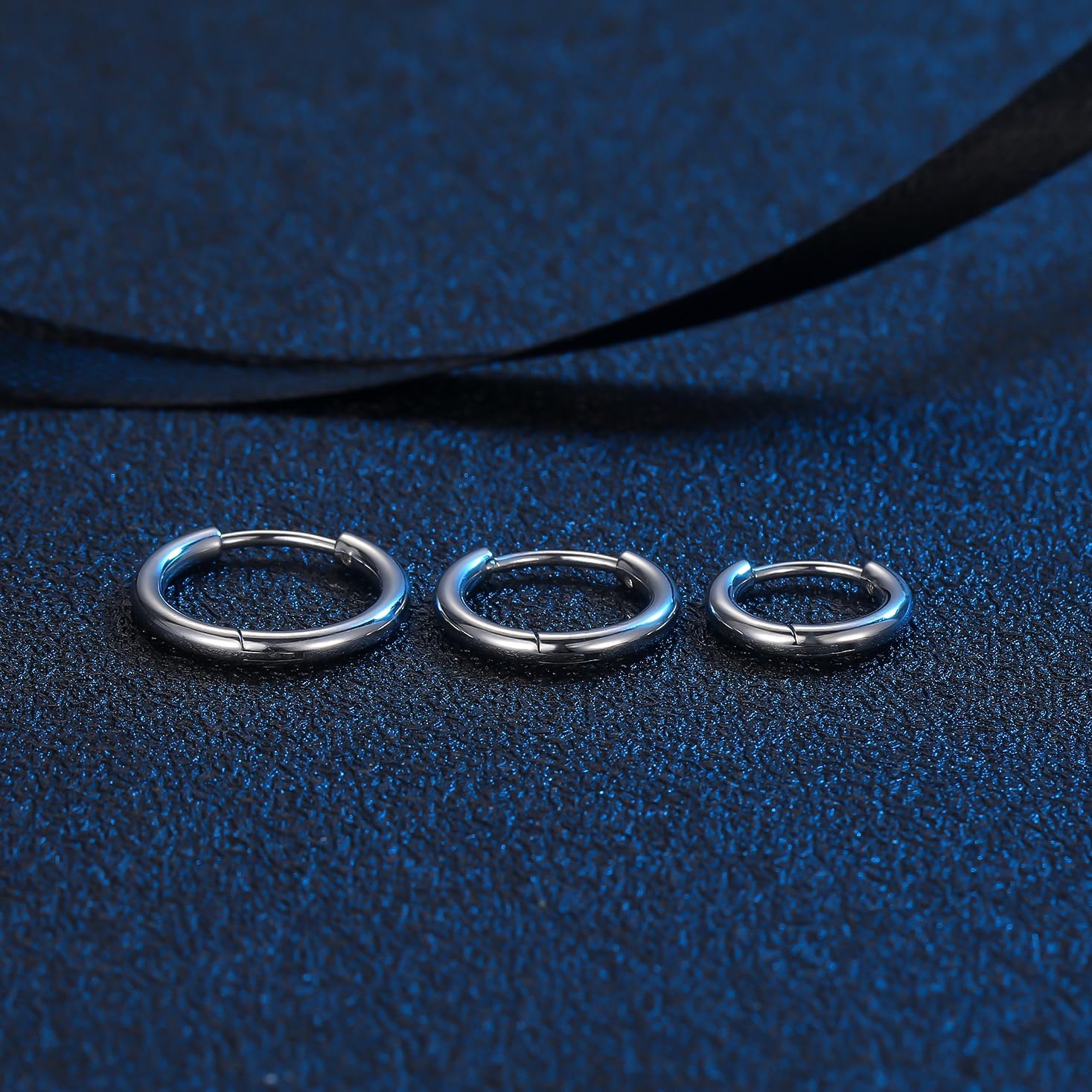 3 Pairs 316L Stainless Steel Small Black Silver Hoop Earrings 8mm 10mm 12mm Hypoallergenic Surgical Earring Cartilage Helix Lobes Hinged Sleeper Ear Jewelry For Men Women - Image 4