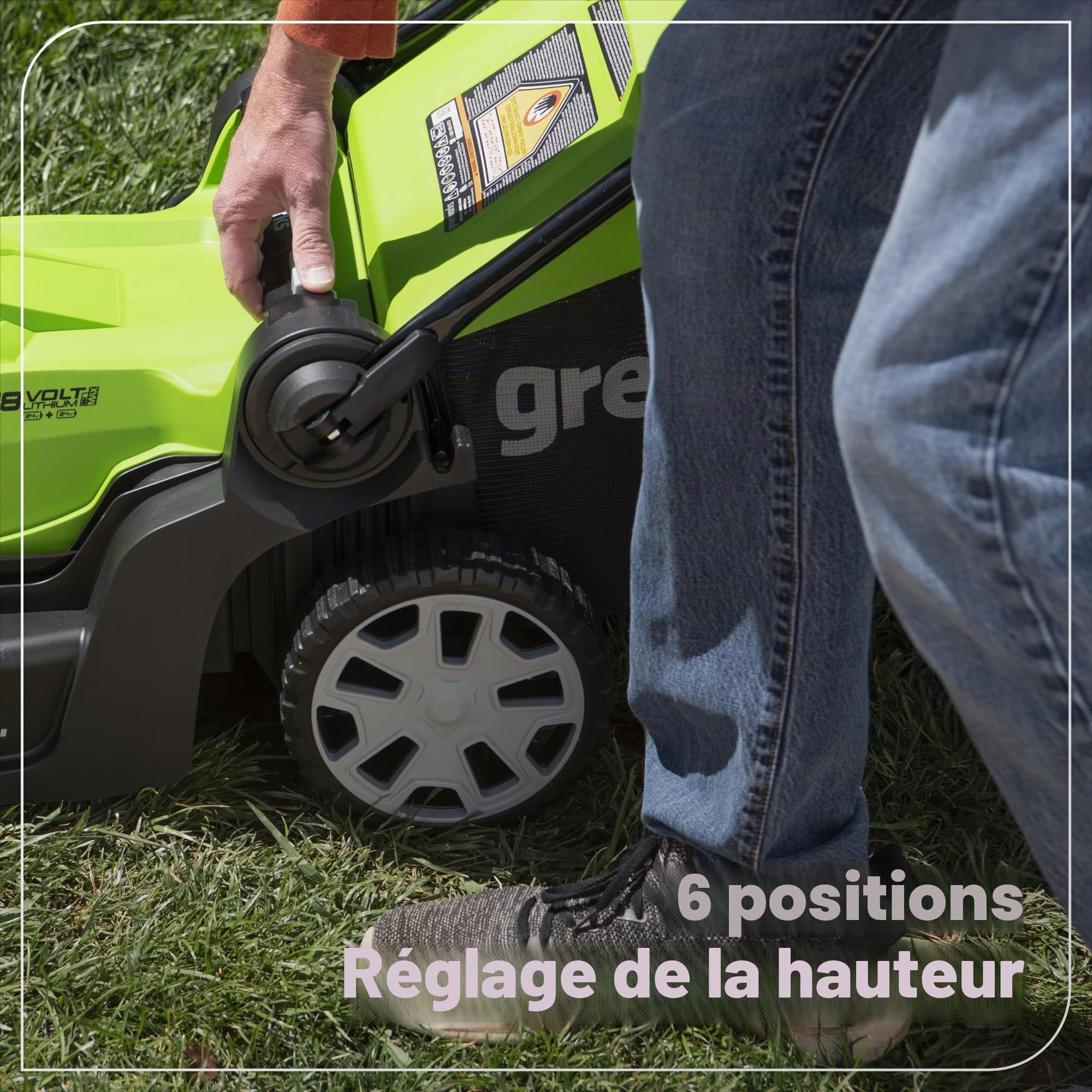 Greenworks 2 tondeuses à Gazon sans Fil 24 V (48 V) de 43,2 cm, (2) Batteries USB 4,0 Ah (concentrateur USB) et Chargeur Rapide à Double Port Inclus