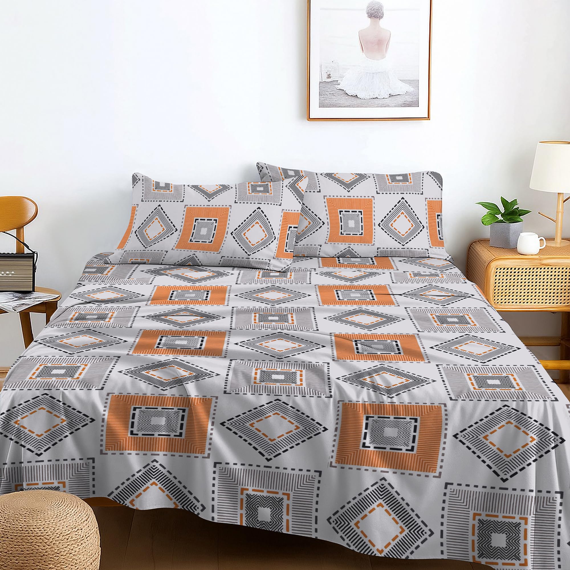 RAYBedding Printed Flat Sheet Set Small Double Bed – Luxury Soft Small Double Flat Sheet with Matching Pillowcase – Smooth & Easy Care Bedding — image 1