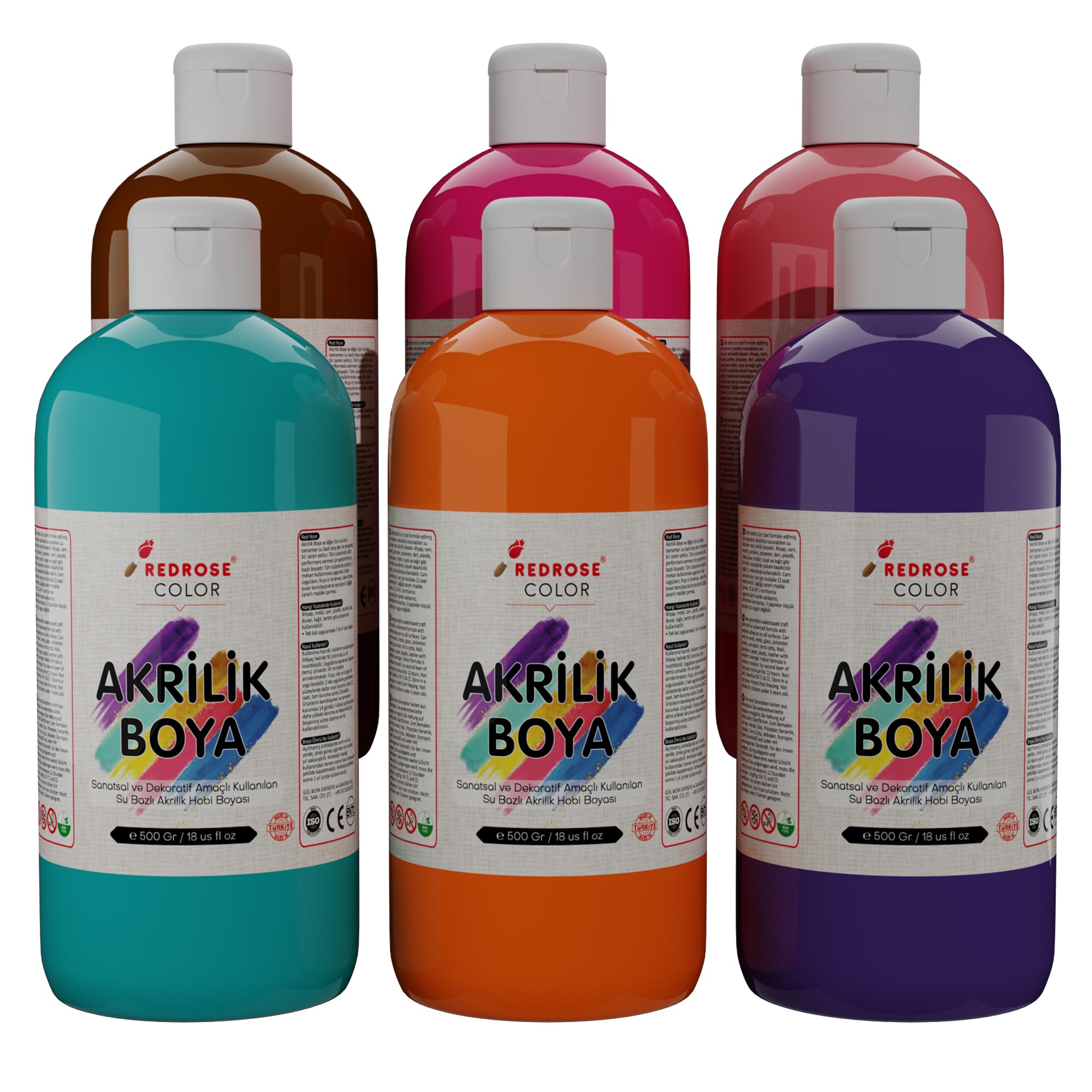 Red Rose Tamamlayıcı Renkler Akrilik Boya 6'lı Set 6x500 gr