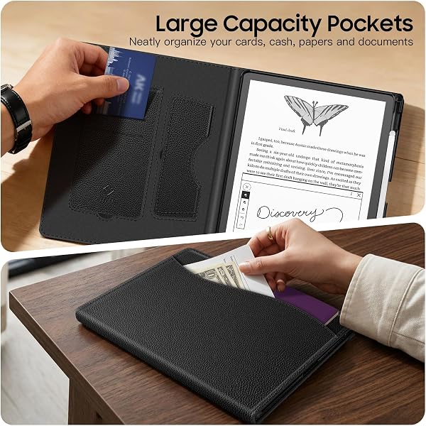 FINTIE Custodia per 11" Kindle Scribe (3ª Generazione, 2025) & Kindle Scribe Colorsoft (1ª Generazion, 2025) - Protettiva Supporto Stand Cover con Slot per schede & Hand Strap, Nero - 4