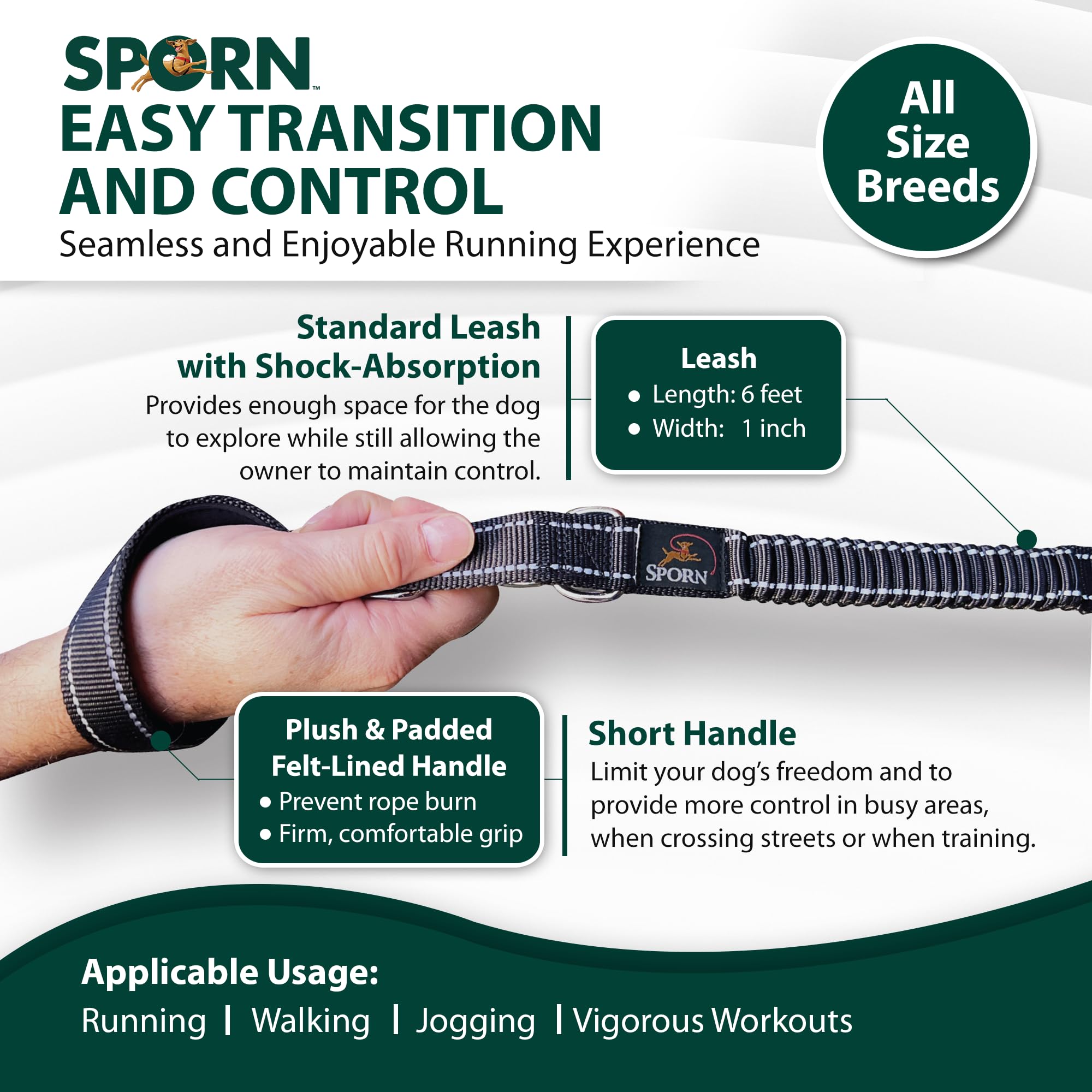 Sporn Run-Together, cintura da jogging e guinzaglio da corsa per cani, guinzaglio per cani a mani libere, guinzaglio in nylon per migliorare lo stile e il fitness che non hai mai visto prima, nero