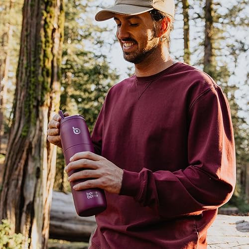 Miniatura 2 de BOTTLE BOTTLE Botella de agua de acero inoxidable con popote y tapa, botella de agua aislada al vacío de 32 onzas, mantiene el frío durante 24