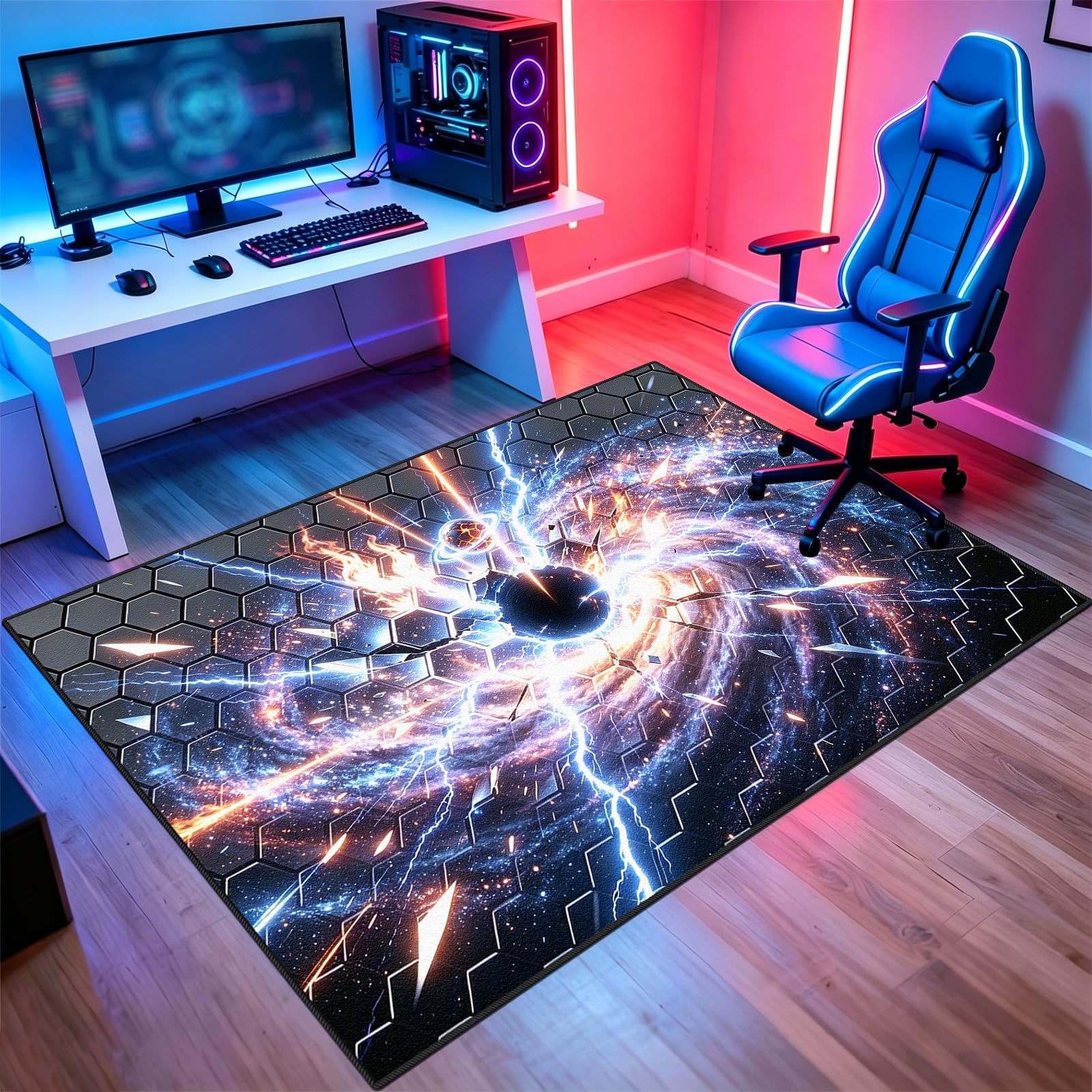 Mata podłogowa dla graczy, 160 x 220 cm, antypoślizgowa, do pokoju młodzieżowego, mata do zabawy dla chłopców, mata do gier, dekoracja pokoju dziecięcego