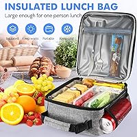 Vista 2 de Lonchera aislada para el almuerzo – Bolsa de almuerzo pequeña duradera reutilizable para adultos, bolsa de almuerzo para adultos, hombres y mujeres