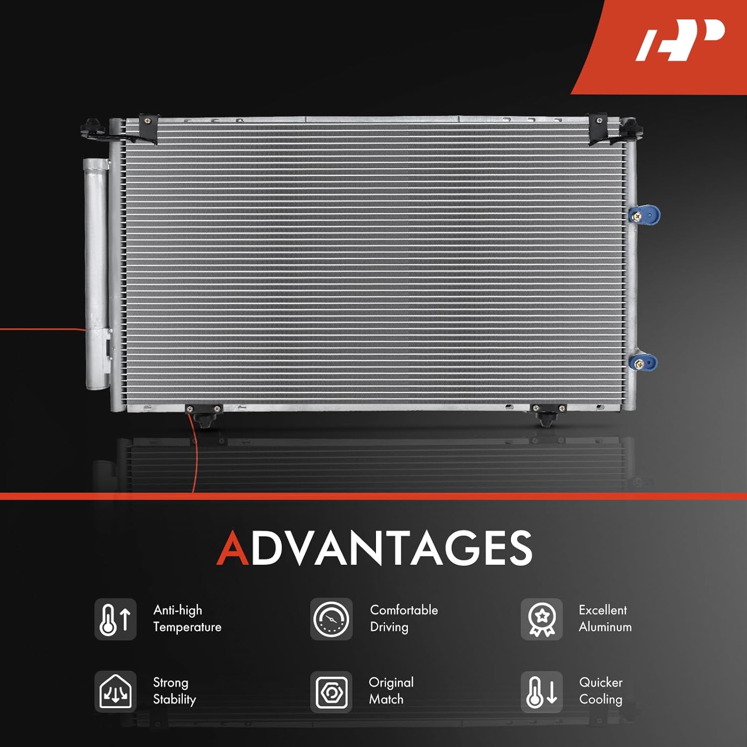 A-Premium Air Conditioning A/C Condenser Compatible with Toyota Camry 2002-2006, Solara 2004-2008 & Lexus ES300 2002-2003, ES330 2004-2006