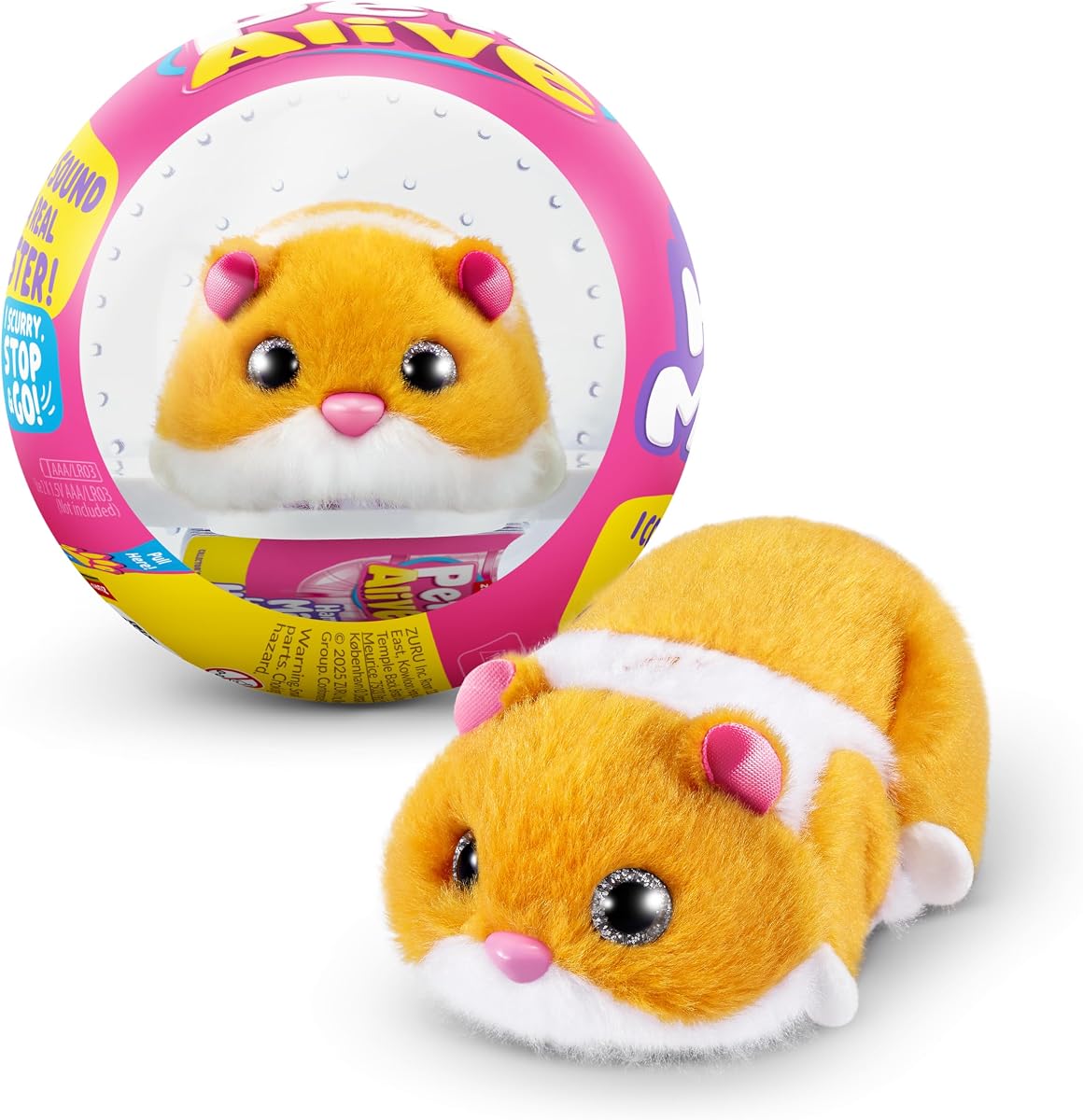Pets Alive Hamstermania (naranja) de ZURU Hamster, mascota electrónica, más de 20 sonidos interactivos, juguete de bola de hámster para niñas y niños