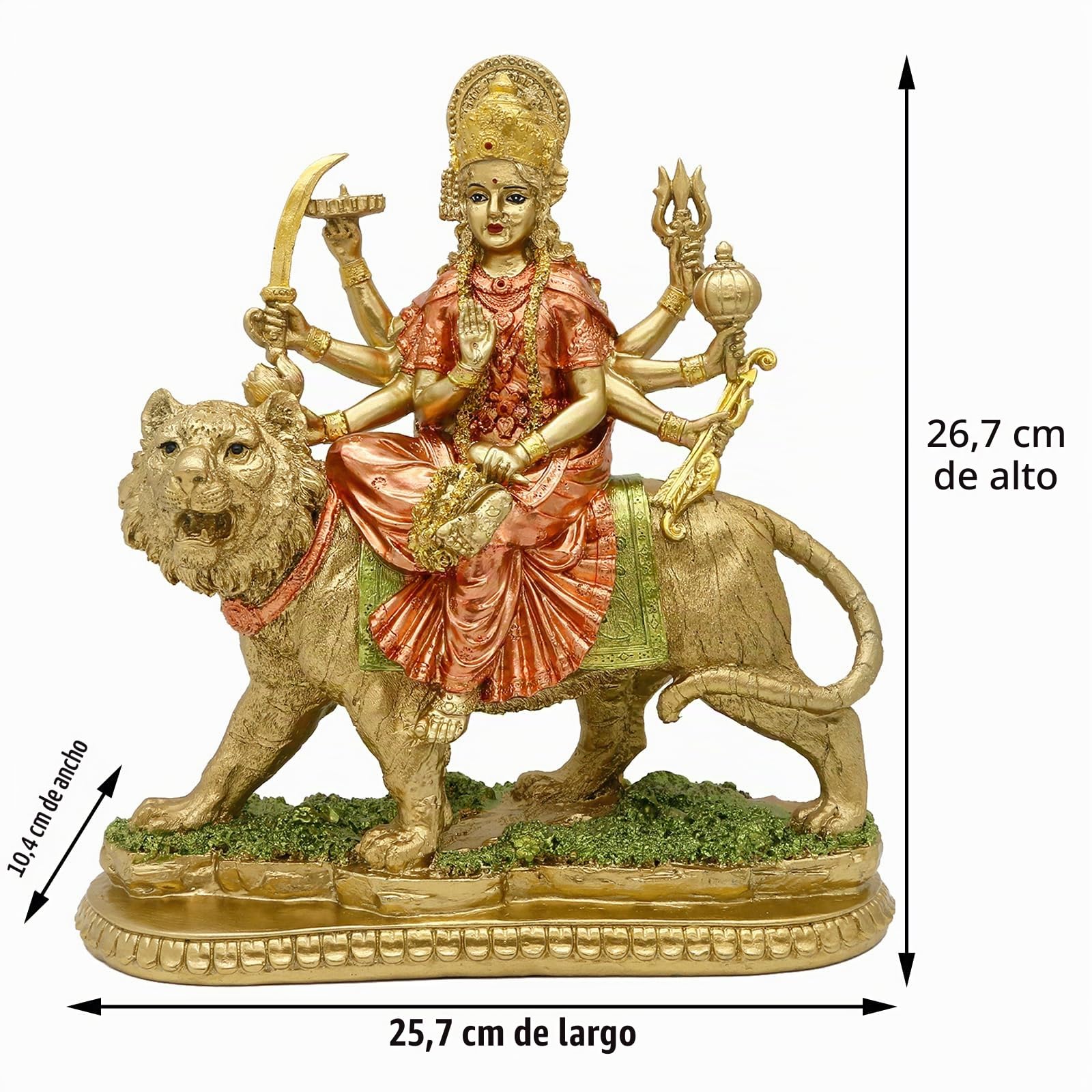 BangBangDa Estatua de la Diosa hindú Durga – Dios Indio Durga en Figuras de Tigre decoración – India Dios Murti Ídolo Home Mandir Templo Puja Escultura Pooja Regalos Artículo Altar Yoga Meditación