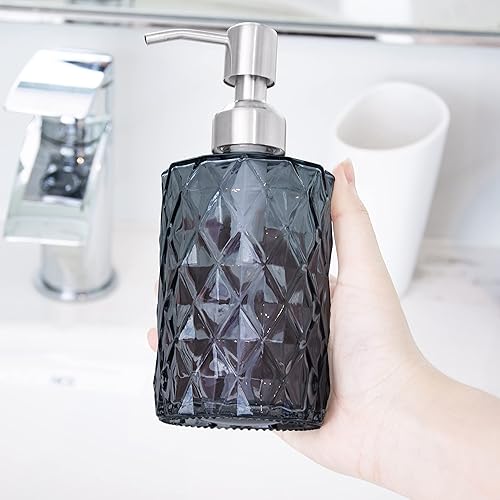 Miniatura 2 de Easy Tang - Dispensador de jabón para cocina, cuarto de baño botella de cristal claro, rellenable con jabón líquido, tarro de color con bomba de