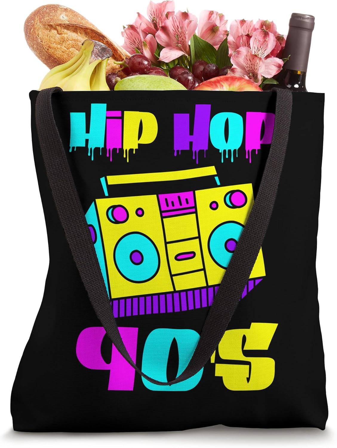 90's Hip Hop Music Retro Boombox Vintage Colorful 1990s 1990 Tote Bag
