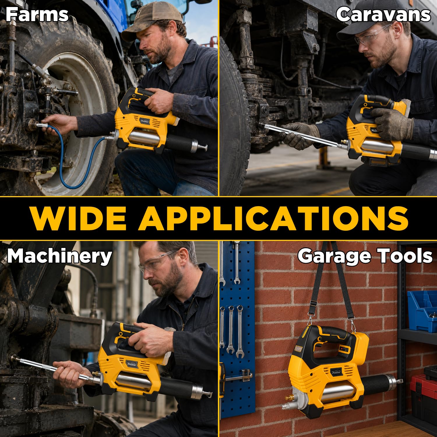 Pistola de grasa inalámbrica compatible con batería DeWalt de 20 V, 12000 PSI de alta presión, agarre en línea con una sola mano, manguera de 39.4 pulgadas y 4 acopladores, pistola de grasa