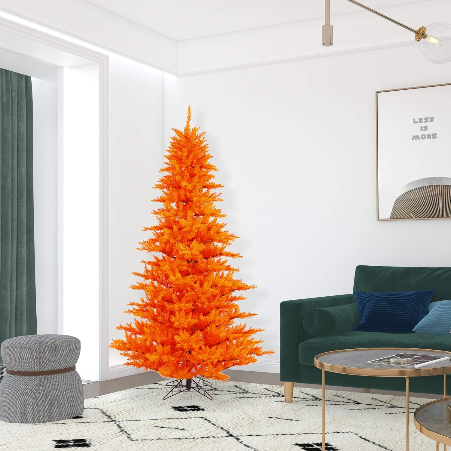 Vickerman 7.5' Orange Fir Artificial Christmas Tree, Unlit - Faux Fir Christmas Tree - Seasonal Indoor Home Decor