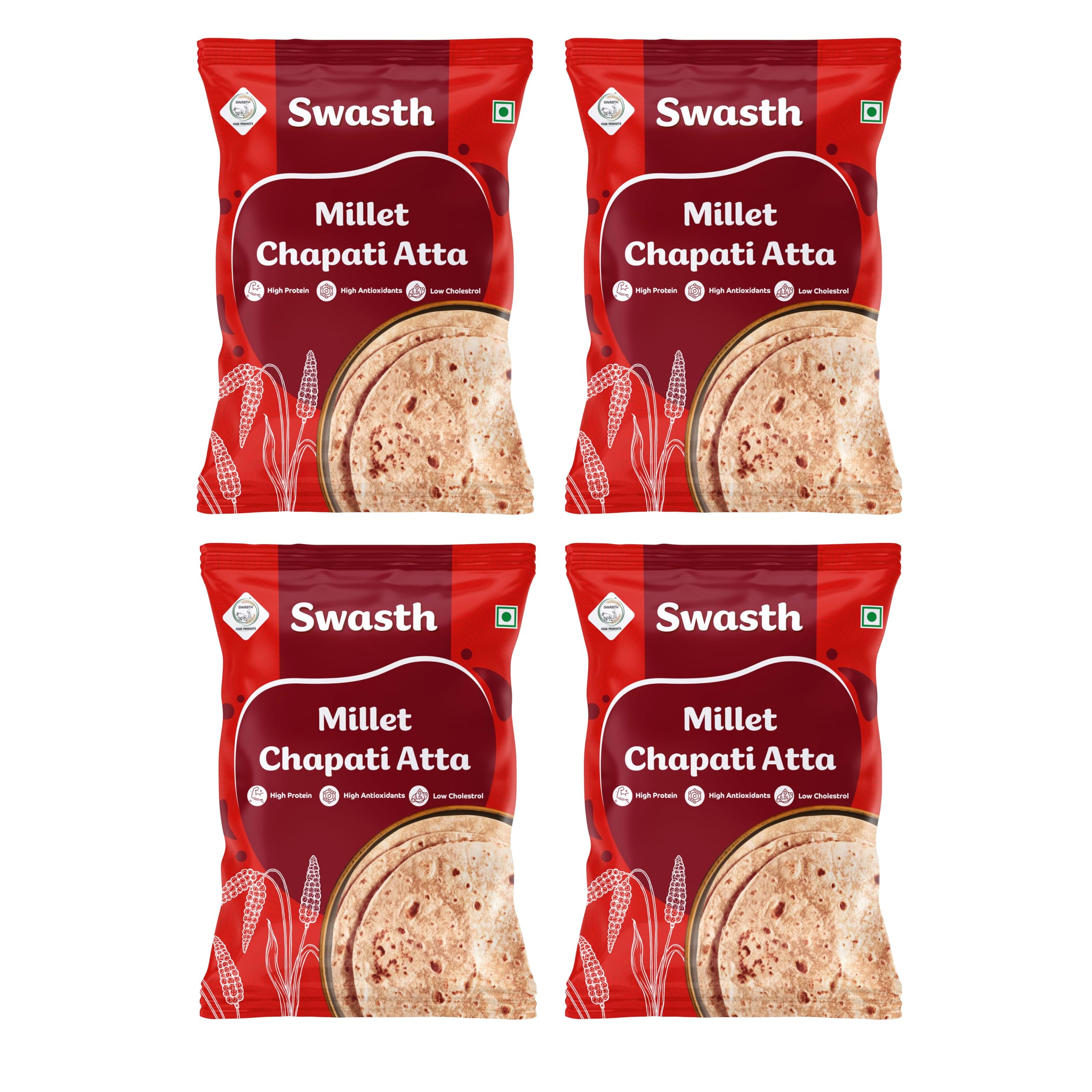 Swasth Millet Chapati Atta with 55% Millets| Rich In Dietary Fiber,Low Carbohydrates,Atta Contains Low Glycemic Index | High Protein,Helps To Control Sugar Levels. (Pack of 4)-image-21