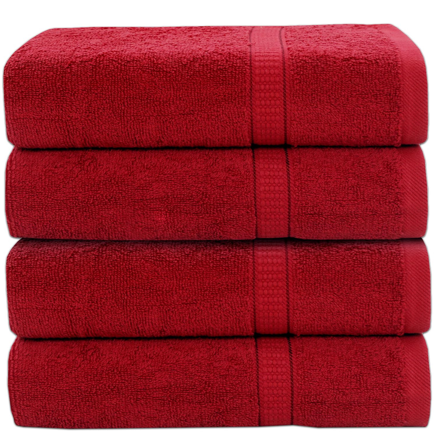 GOLD TEXTILES Premium Hand Towels for Bathroom -100 Ring Spun Cotton Red 4 Pack 16x30 Inches Luxury Soft