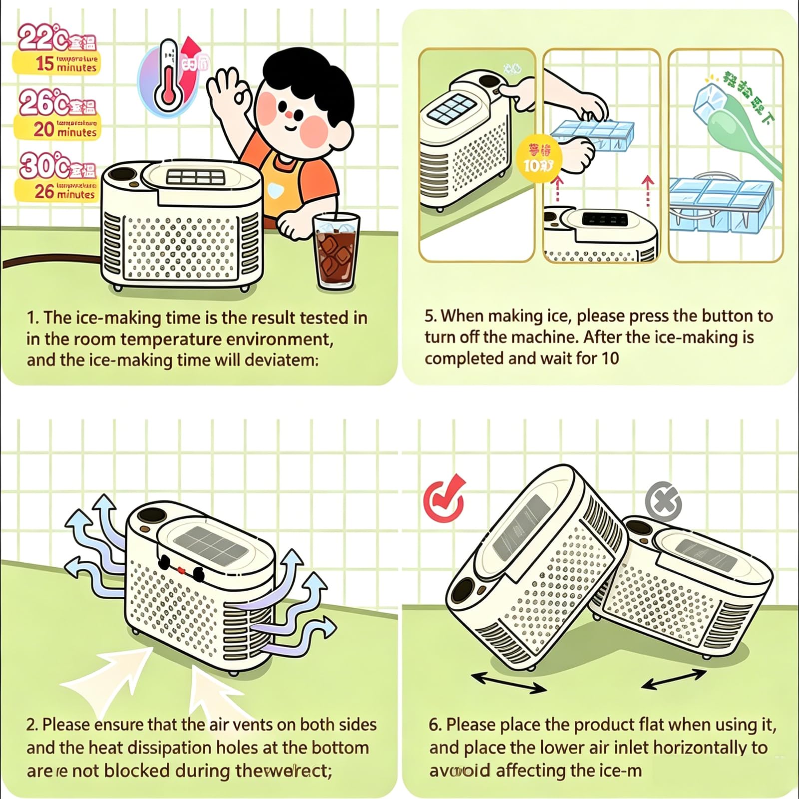 Máquina Para Hacer Cubitos De Hielo De 120 W, Mini Máquina De Hielo Portátil Con Bandeja Para 8 Cubitos, Preparación Rápida En 15 Minutos, Perfecta Para El Hogar, La Oficina, Camping Y Fiestas