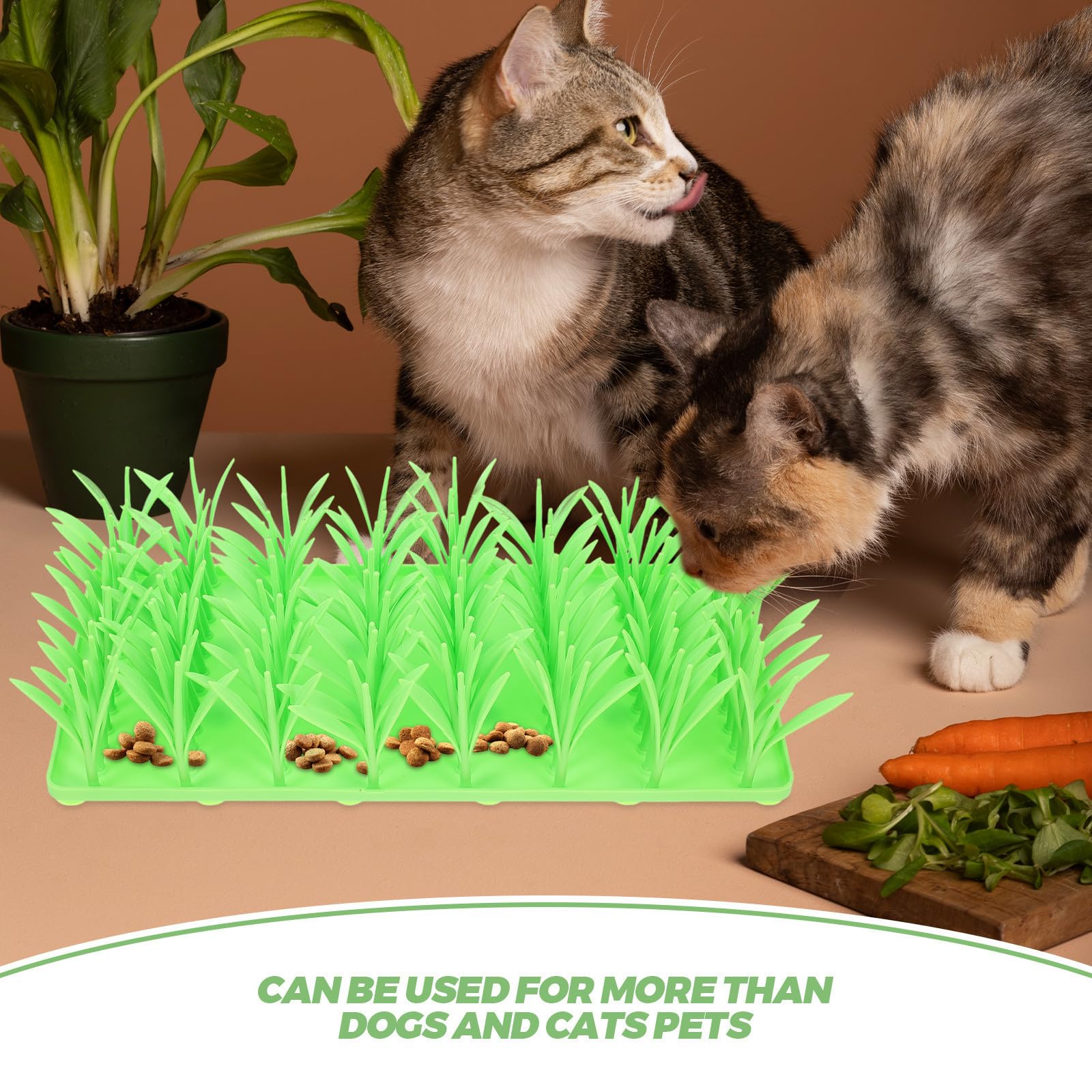 Silikon Grasmatte Slow Feeding Interaktive Futtermatte für Katzen und Hunde rutschfest Hellgrün