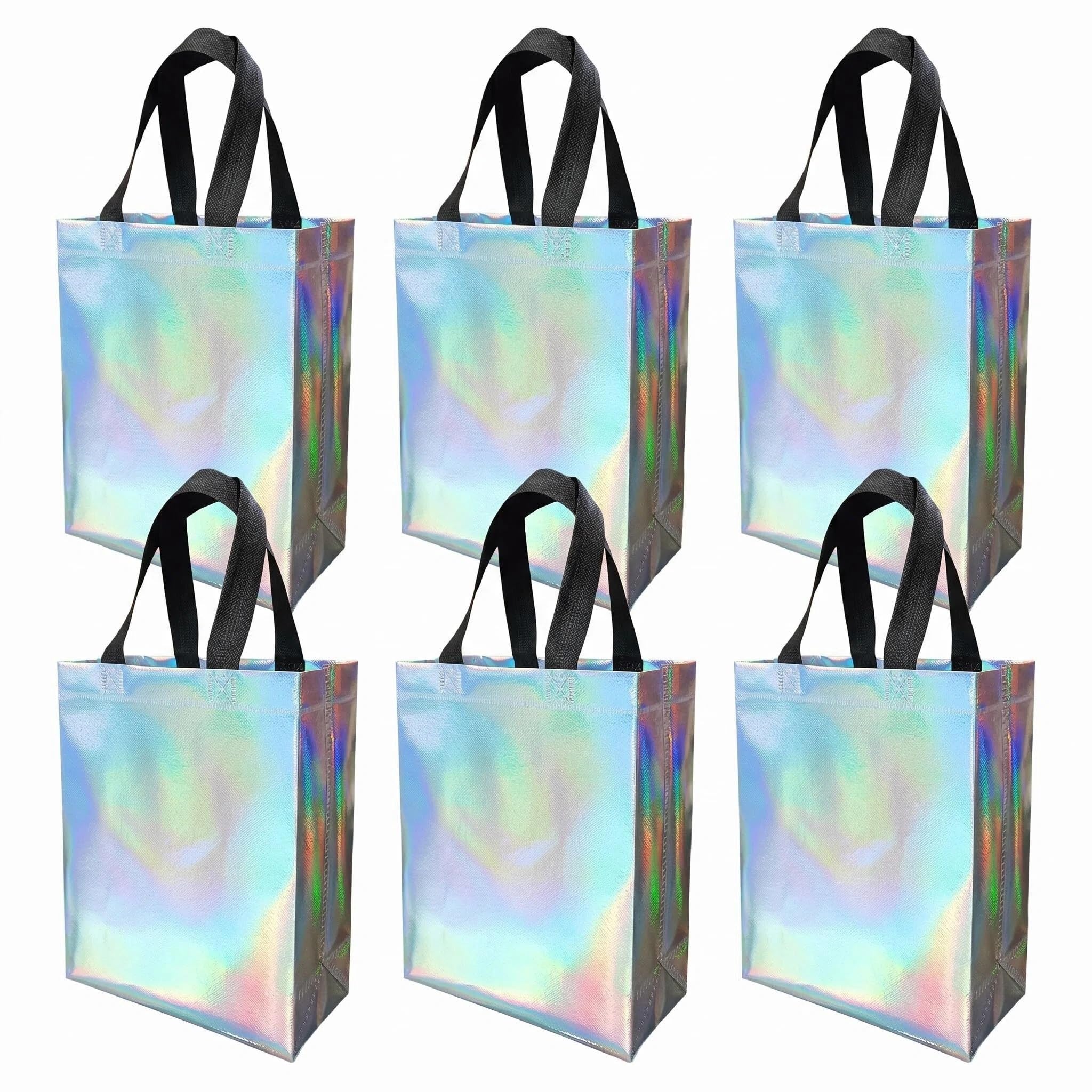 Yipakeh 6 Reusable Rainbow Party Bags for Kids Birthday & Theme Parties