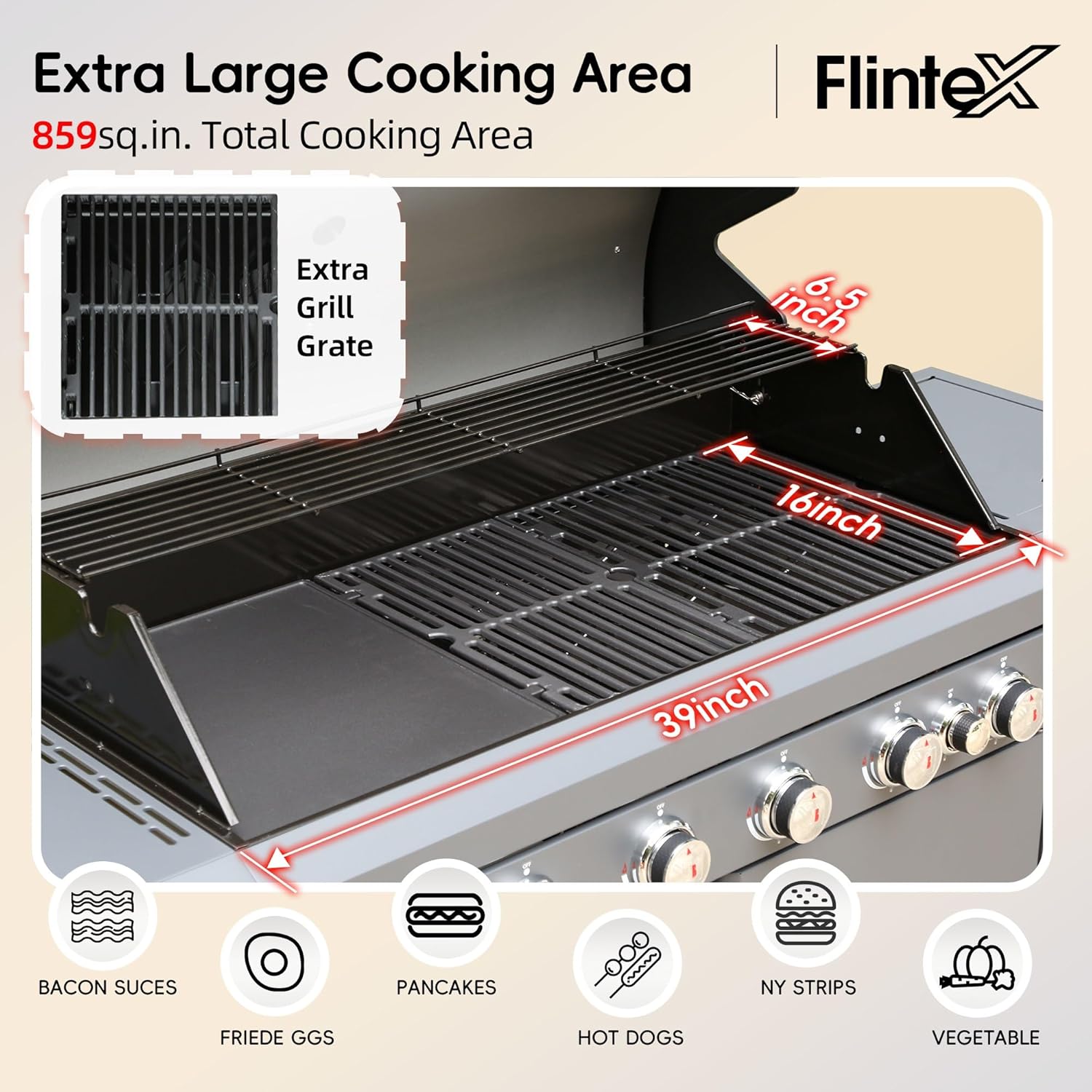 6-Burner Propane Gas Kitchen Grill Island with Side Burner,72,000 BTU Stainless Steel BBQ Outdoor Griddle Grill Combo with LPG/NG Convertible and Storage Cabinets & Fold-out Table, Gray