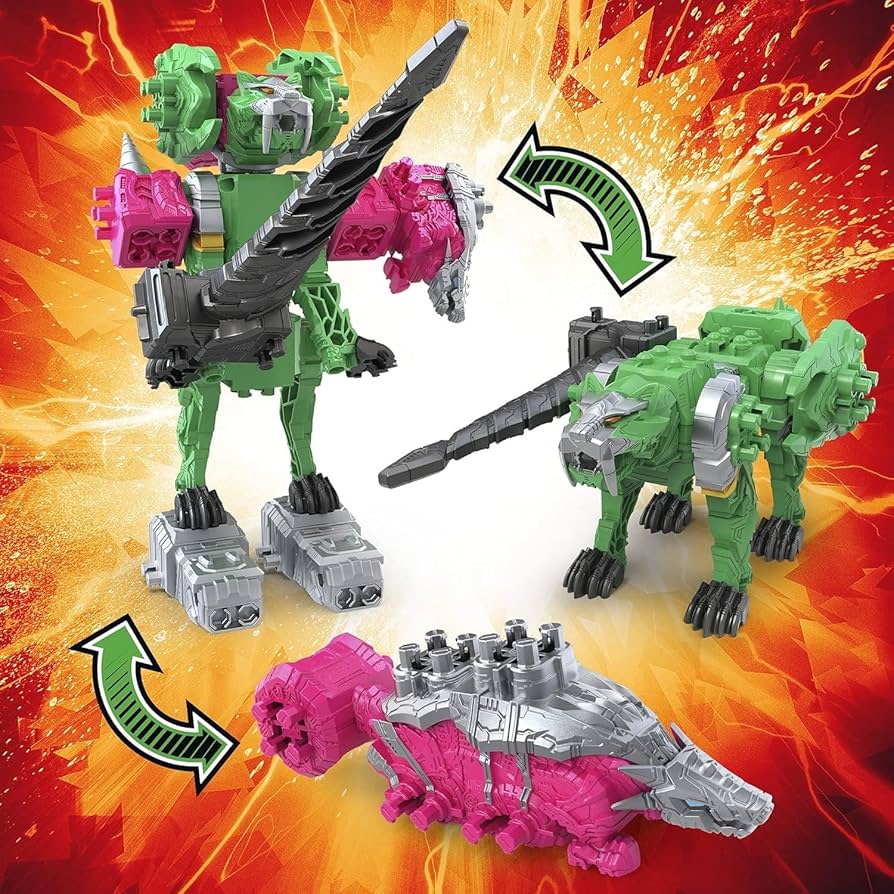 Amazon.com: Power Rangers Dino Fury Pink Ankylo Hammer and Green
