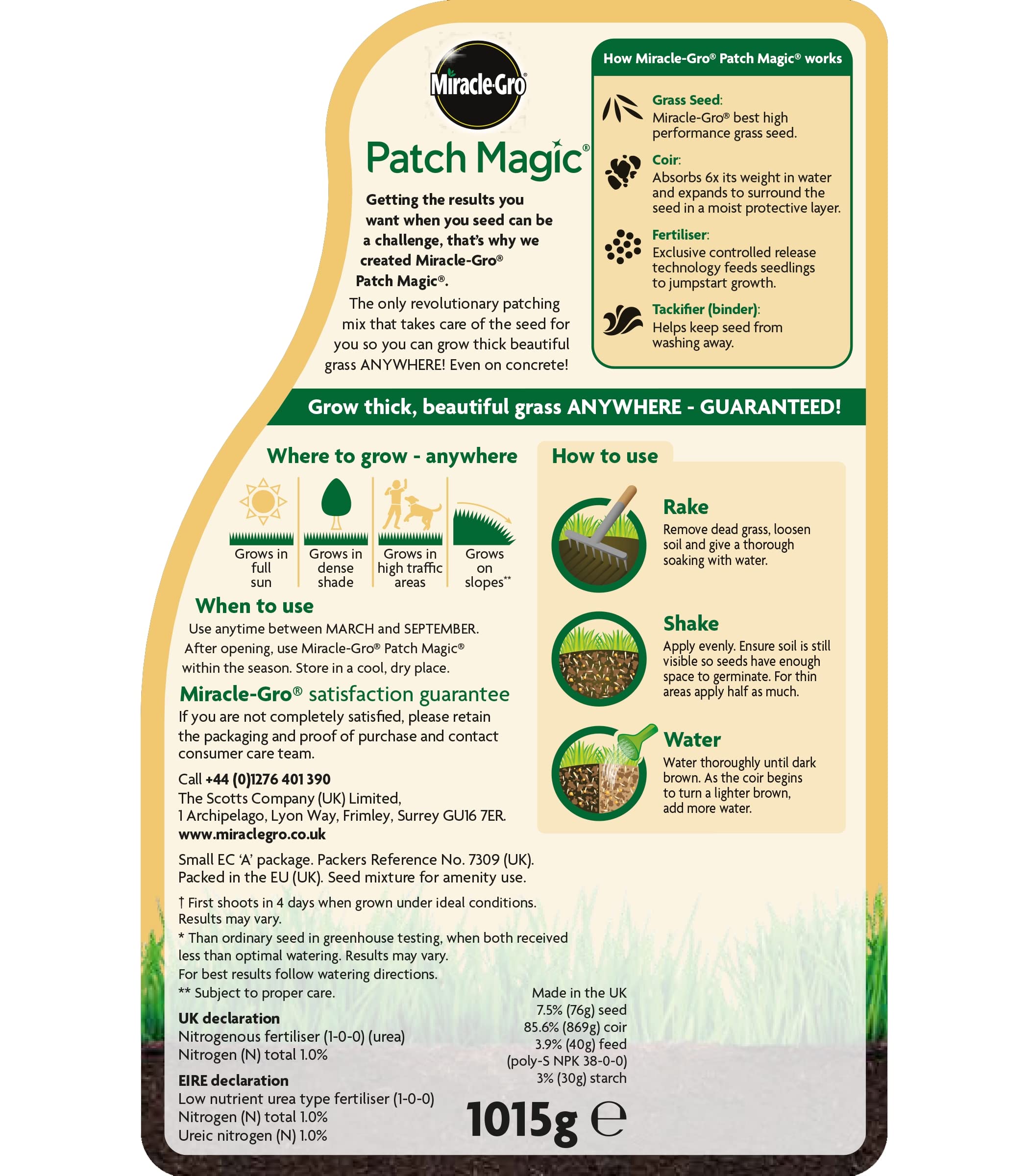 Miracle-Gro - Reparador mágicos de parches de césped (1kg) (Puede Variar)