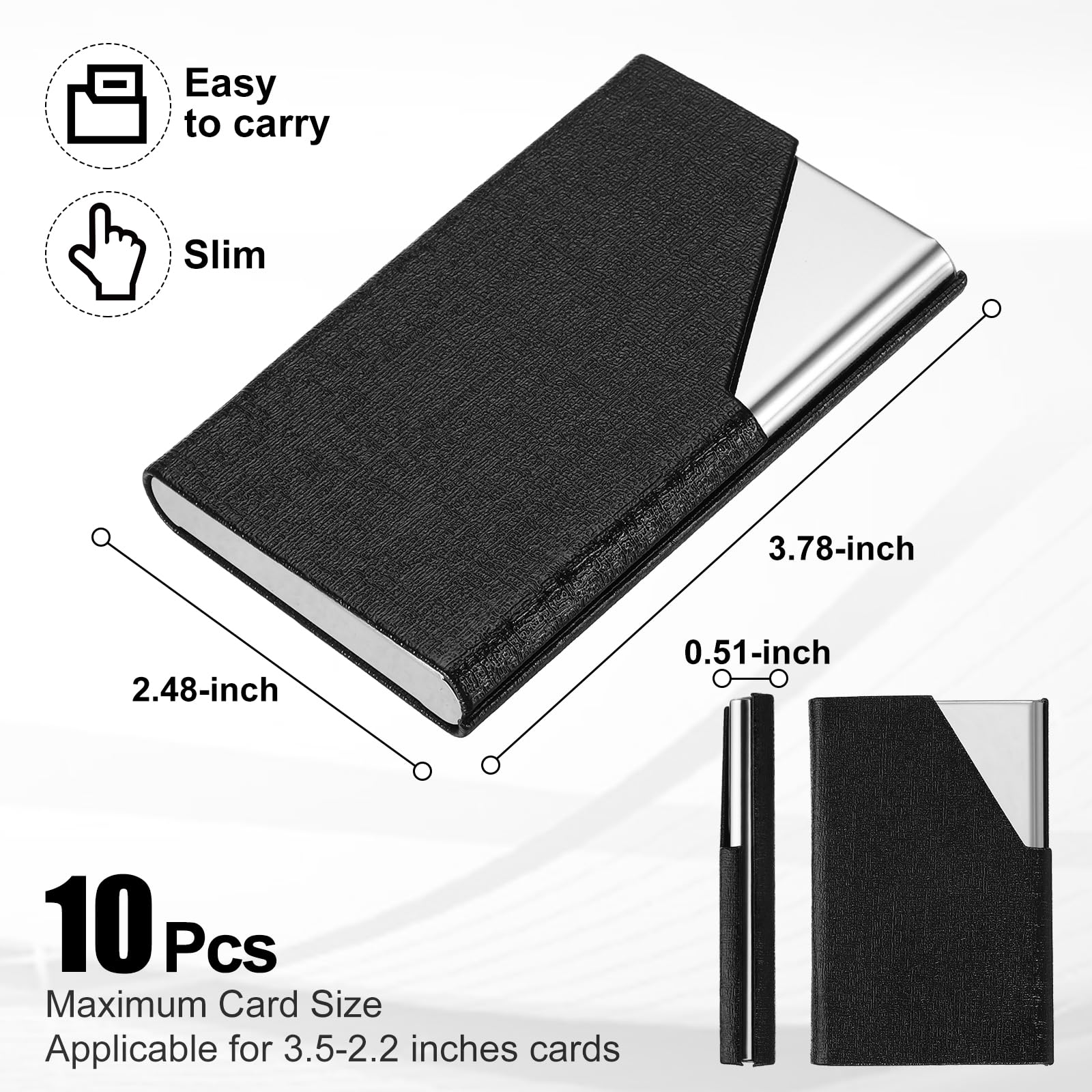 PATIKIL 10Pcs Professional Business Card Holder Case Luxury PU Leather & Stainless Steel Name Card Credit Card Holder for Men & Women with Magnetic - Image 2