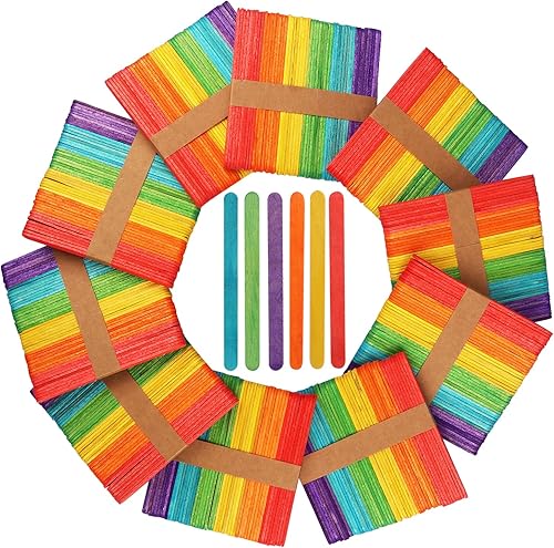 Miniatura 5 de 2400 palitos de paletas de colores, 4.5 pulgadas, palos de madera de color arcoíris, palitos de paleta para manualidades, suministros de arte,
