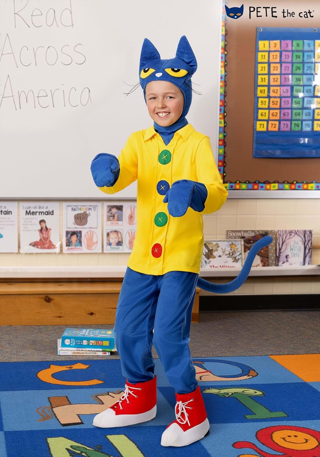 Pete the Cat Kids Cat Costume Unisex, Cute Blue Animal Halloween Outfit - Image 2