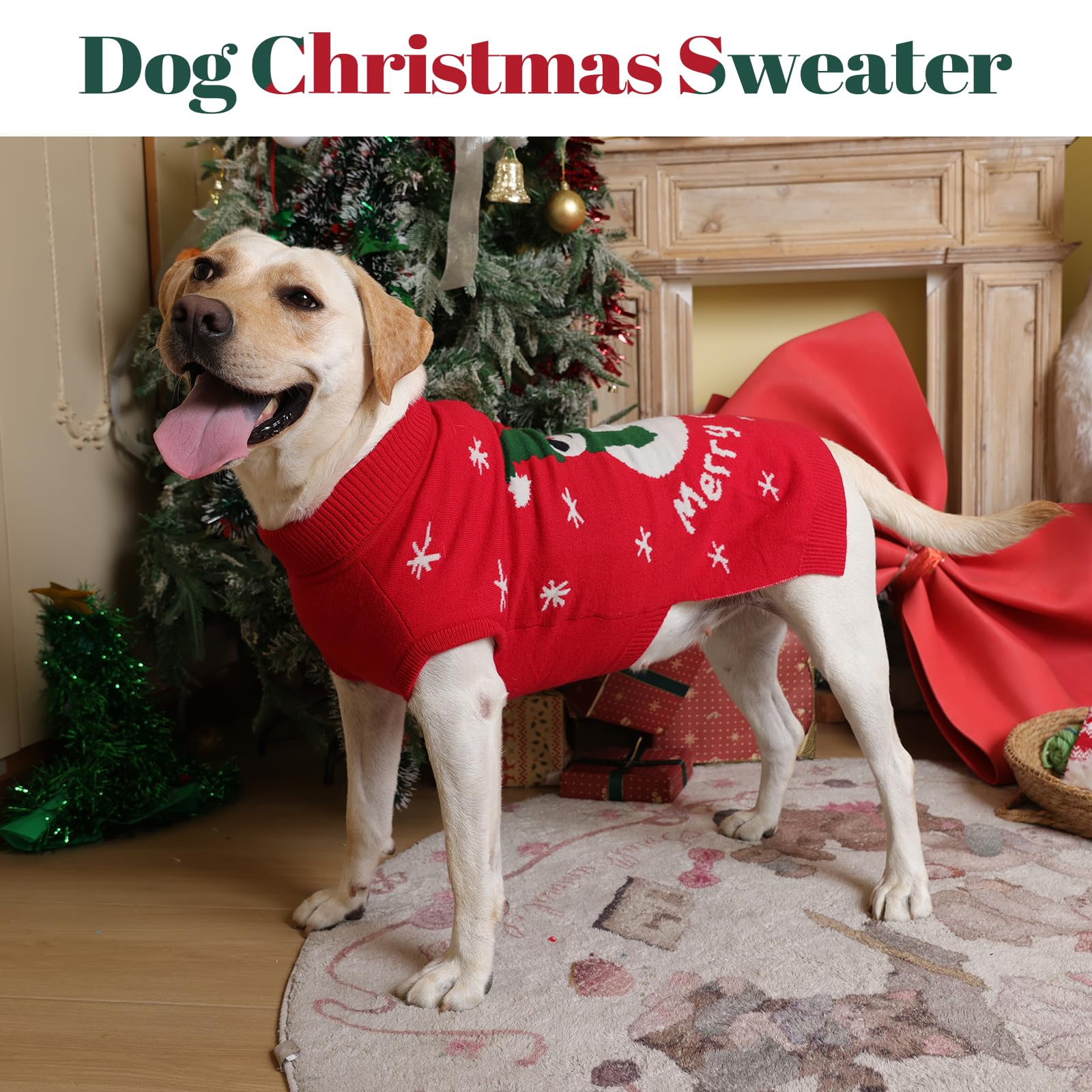 Jersey Navidad Perro Mediano - Sueter con Muñeco de Nieve, Cálido, sin Mangas, con Agujero para Arnés, Ropa para Bulldog Frances, Corgi Grande, Border Collie (Rojo XL)