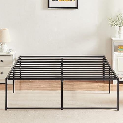 VECELO 18" Metal Platform Bed Frame,Mattress Foundation/No Box Spring Needed/Heavy Duty Steel Slat Support (Full Size)