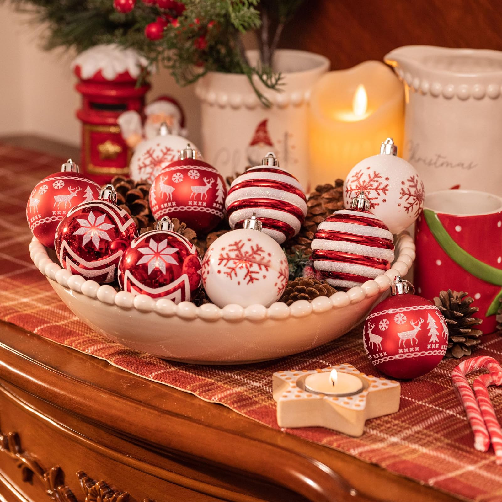 ilauke Set di palline per albero di Natale, 105 pezzi, oro in plastica, decorazione per albero di Natale, in diverse misure, per albero di Natale, feste, casa, matrimonio