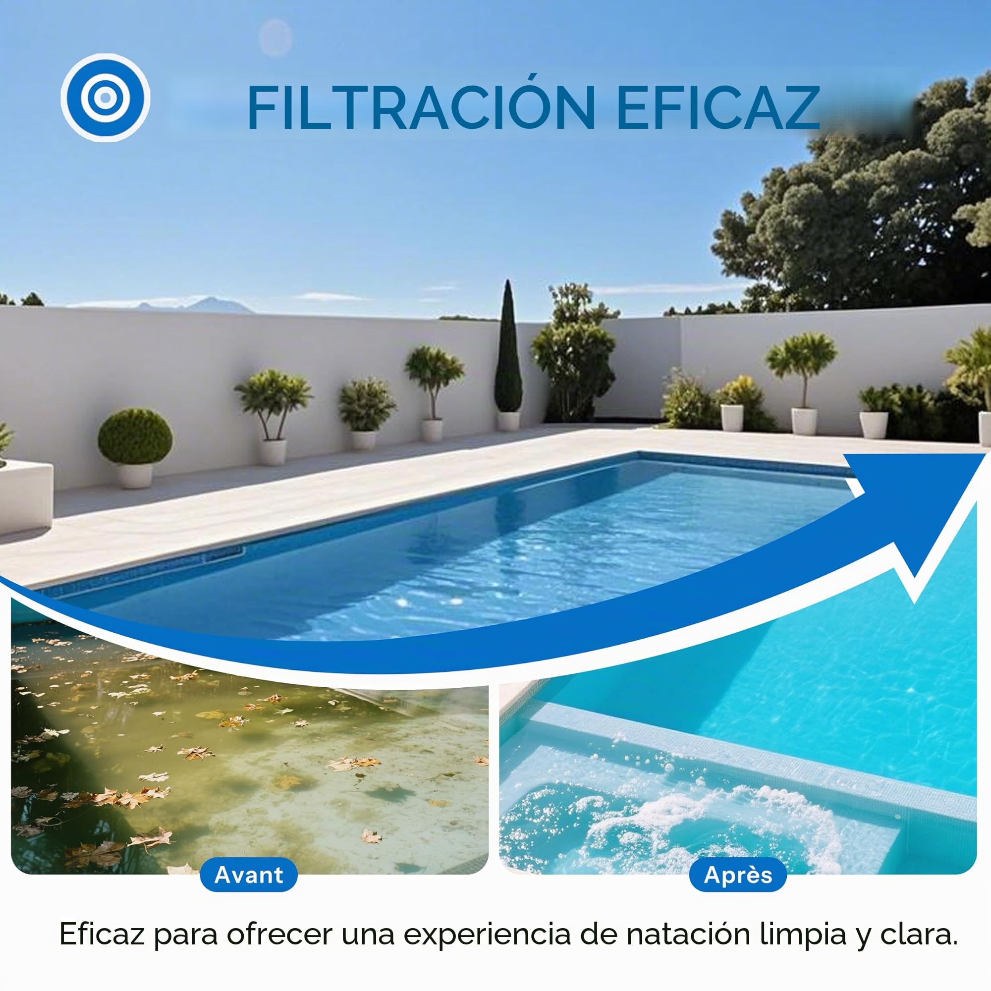 Cartucho de filtro para piscina compatible con Weltico® C6, 1 unidad | Sustituye a Weltico C6, 62616, 62016, Welfiltre, Skimfiltre Natural, Classic, Compact, Design, Elegance