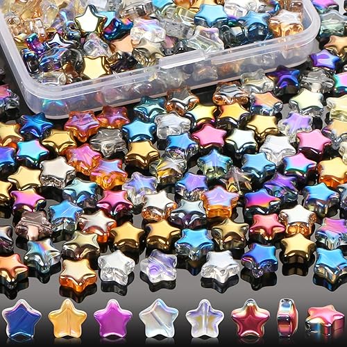200 cuentas de estrella de cristal para hacer joyas, pulseras de estrella de cristal de EVERMARKET a granel, cuentas sueltas de estrella de color 200 cuentas de estrella de cristal para hacer joyas, pulseras de estrella de cristal de EVERMARKET a granel, cuentas sueltas de estrella de color