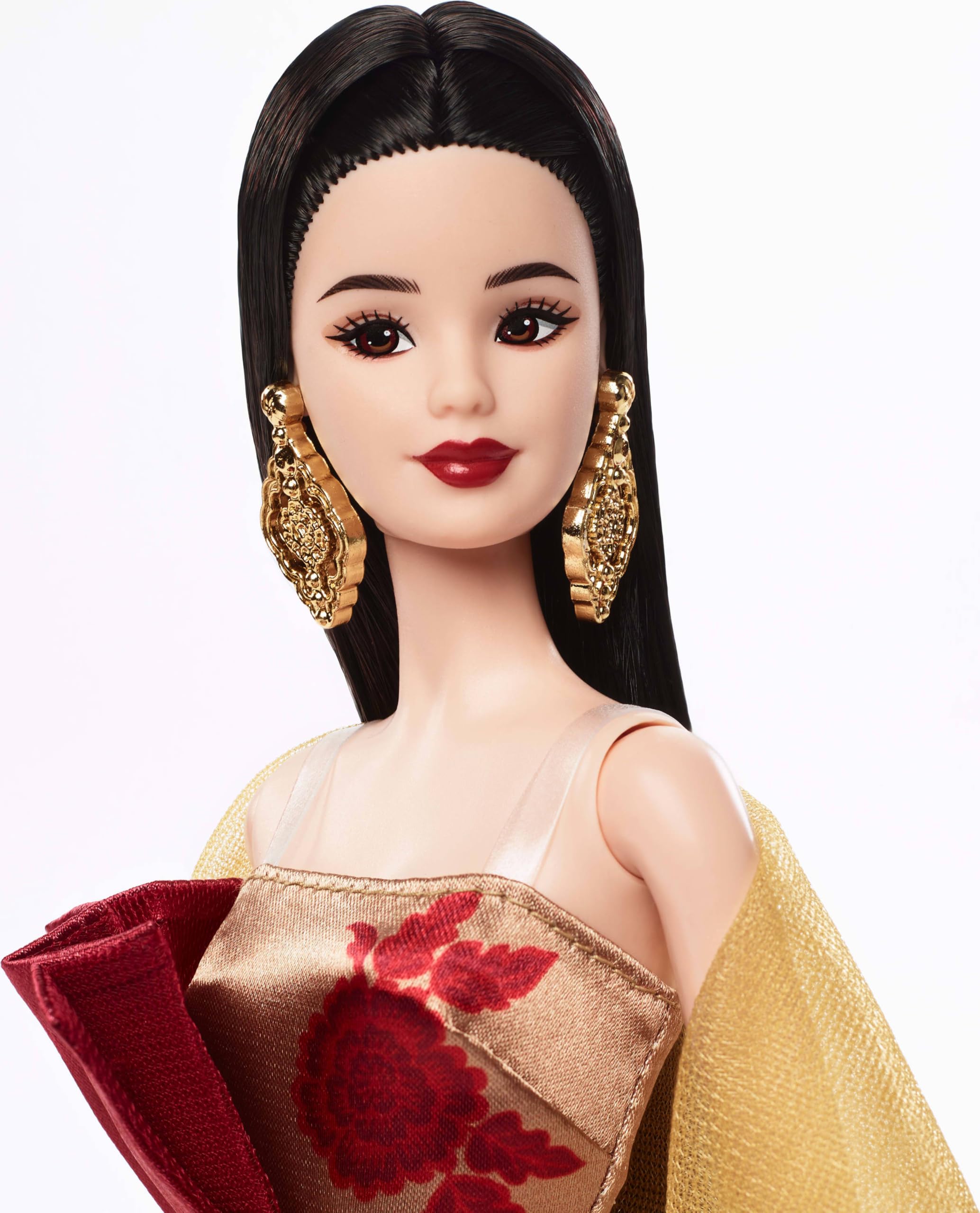 Barbie Signature Lunar New Year Modepuppe | Puppe im roten Kleid mit goldener Pfingstrosenverzierung, Feiertagssammlerpuppe, JJX83